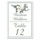 Numéro De Table Elégante Réception En Fleur De Magnolia Blanche (Dos)