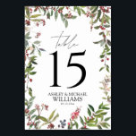 Numéro De Table Elégante Réception Fleur sauvage d'hiver Berry<br><div class="desc">Notre élégant numéro de table de réception Berry Fleur sauvage est parfait pour le couple amoureux de la nature. L'avant et l'arrière du numéro de table sont ornés d'une belle aquarelle naturelle et d'un cadre à motifs de baies rouges, avec une typographie de script moderne ajoutant une touche d'élégance. Voir...</div>