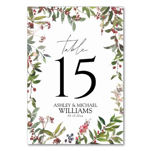 Numéro De Table Elégante Réception Fleur sauvage d'hiver Berry (Par défaut)