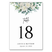 Numéro De Table Élégante Rose blanche verte Mariage Floral (Par défaut)