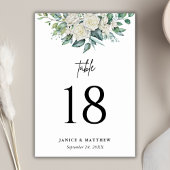 Numéro De Table Élégante Rose blanche verte Mariage Floral