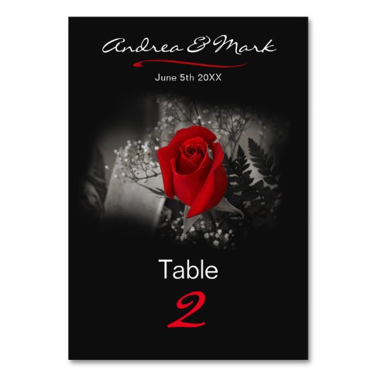 Numéro De Table Élégante Rose Rouge Vignette Noir Classic Numéro d (Dos)