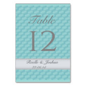 Numéro De Table Elégante surface composée turquoise argent mariage (Dos)