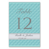 Numéro De Table Elégante surface composée turquoise argent mariage (Par défaut)