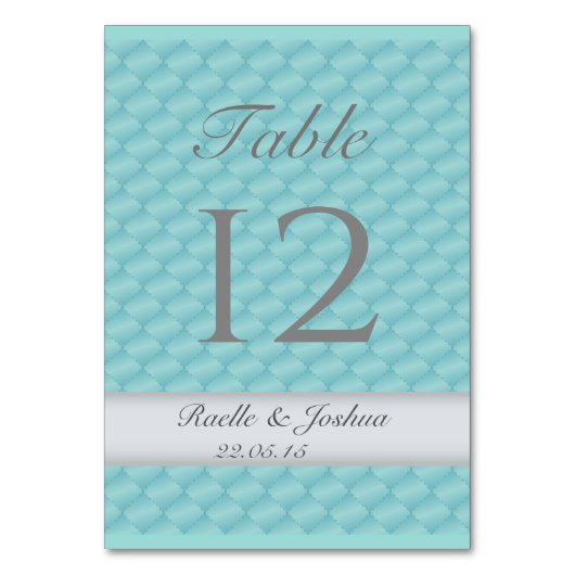 Numéro De Table Elégante surface composée turquoise argent mariage (Par défaut)