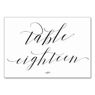 Numéro De Table Élégante table de calligraphie Dix-huit réceptions