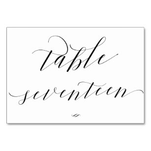 Numéro De Table Élégante table de calligraphie Dix-sept réceptions
