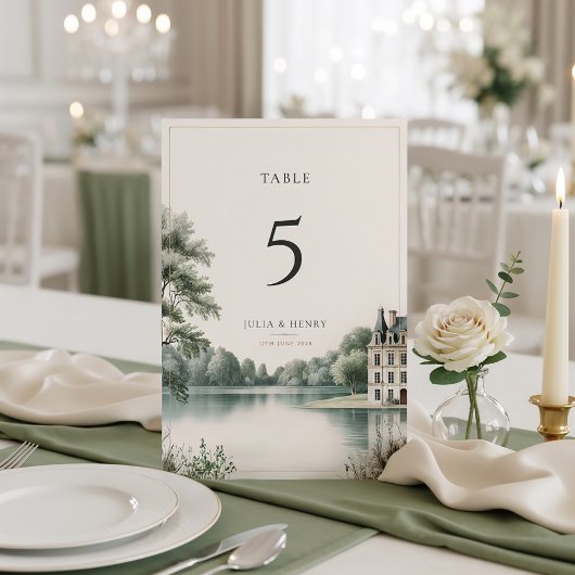 Numéro De Table Élégante table de mariage avec monogramme de châte