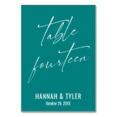 Numéro De Table Élégante Table Salle Teal Quatorze (Dos)