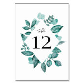 Numéro De Table Elégante Turquoise verdure Mariage d'aquarelle (Dos)