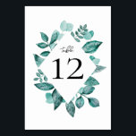 Numéro De Table Elégante Turquoise verdure Mariage d'aquarelle<br><div class="desc">Belle verdure turquoise fait une déclaration élégante pour votre mariage. Tableau Numéro Cartes pour aider vos invités à trouver leur siège. Customisez avec les numéros dont vous avez besoin et ajoutez au panier une carte à la fois. Coordonner les éléments disponibles.</div>