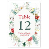 Numéro De Table Elégante verdure Florale Mariage d'hiver (Dos)