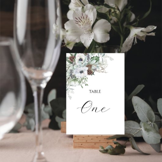 Numéro De Table Élégantes Anémones d'Hiver Fleurs Table N