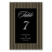 Numéro De Table Élégantes rayures noires et vertes (Dos)