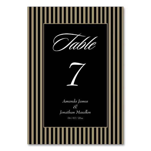 Numéro De Table Élégantes rayures noires et vertes (Par défaut)