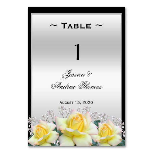 Numéro De Table Élégantes Roses Mariage Argenté Chic (Par défaut)