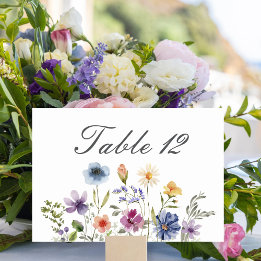 Numéro De Table Élégants fleurs sauvages aquarelle Mariage de prin