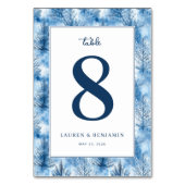 Numéro De Table Élégants Pins Bleus d'Hiver (Dos)