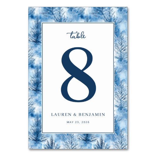 Numéro De Table Élégants Pins Bleus d'Hiver (Par défaut)