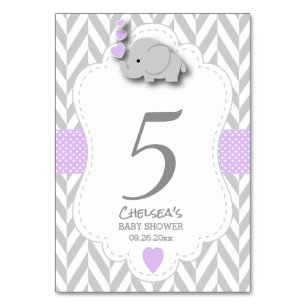 Numéro De Table Eléphant pourpre et gris Chevron