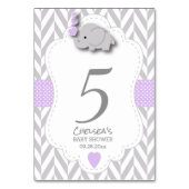 Numéro De Table Eléphant pourpre et gris Chevron (Dos)