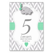 Numéro De Table Elephant vert et gris Chevron (Dos)