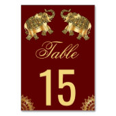 Numéro De Table Eléphants d'ethnie rouge Mariage indien (Dos)