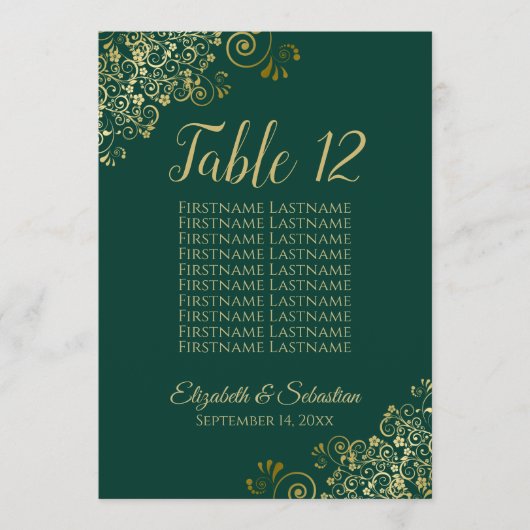 Numéro de table Emerald & Gold Tableau de siège Gr (Devant)