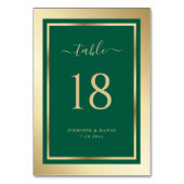 Numéro de table Emerald Green et Gold Mariage pers (Dos)