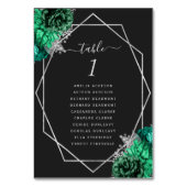 Numéro De Table Emerald Green Floral Silver Geo Black Mariage (Dos)