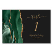 Numéro De Table Emerald Green Gold Agate Mariage foncé (Dos)