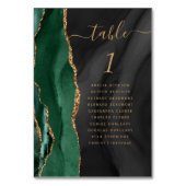 Numéro De Table Emerald Green Gold Agate Mariage foncé (Dos)