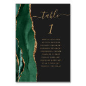 Numéro De Table Emerald Green Gold Agate Mariage foncé (Dos)