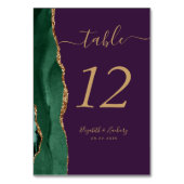 Numéro De Table Emerald Green Gold Agate violet Mariage (Dos)