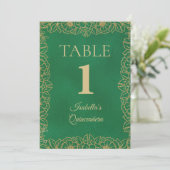 Numéro de table Emerald Green Gold Quinceanera (Debout devant)
