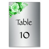 Numéro De Table Emerald Green Rose Bouquet Mariage en argent (Dos)