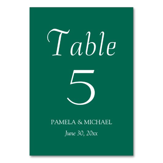 Numéro De Table Emerald Green Simple Style Mariage (Par défaut)