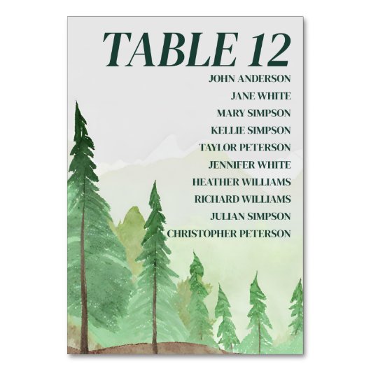 Numéro De Table Emerald Greenery Mountain Pine Rustic Mariage (Par défaut)