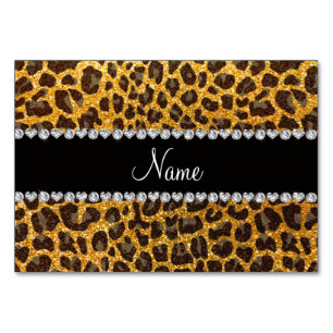 Numéro De Table Empreinte de léopard de parties scintillant jaune 