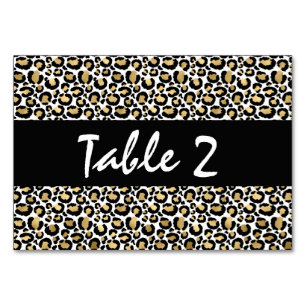 Numéro De Table Empreinte de léopard noir or