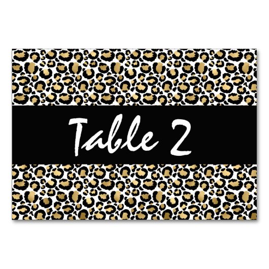 Numéro De Table Empreinte de léopard noir or (Dos)