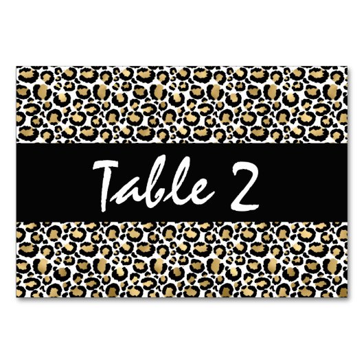 Numéro De Table Empreinte de léopard noir or (Devant)