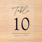Numéro de table en acrylique à écriture minimalist (Recto)