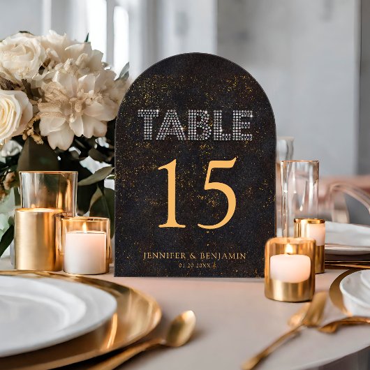 Numéro de Table en Acrylique Arc Chic Or Noir Mari