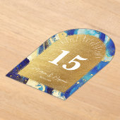 Numéro de Table en Acrylique Arc Royal Bleu et Or (Poser)