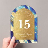 Numéro de Table en Acrylique Arc Royal Bleu et Or (In situ (ordinateur de poche))