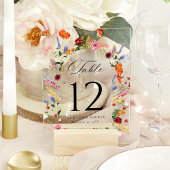Numéro de table en acrylique avec arche de fleurs
