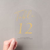 Numéro de table en acrylique avec écriture dorée m (In situ (ordinateur de poche))