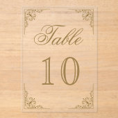 Numéro de table en acrylique de mariage orné d'or (Recto)