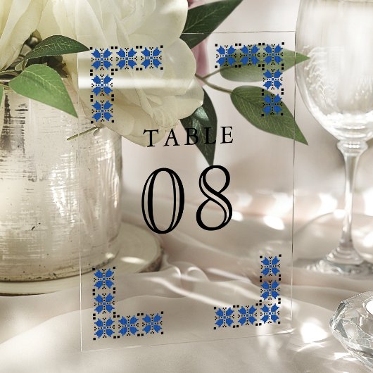Numéro de table en acrylique de mariage ukrainien